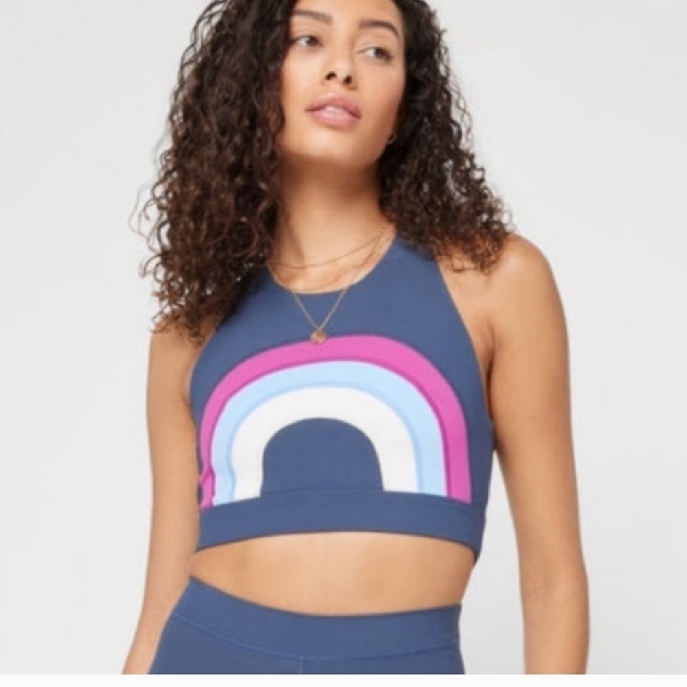 L*space Active Chasing Rainbows Top in Slate Sz L Sports bra